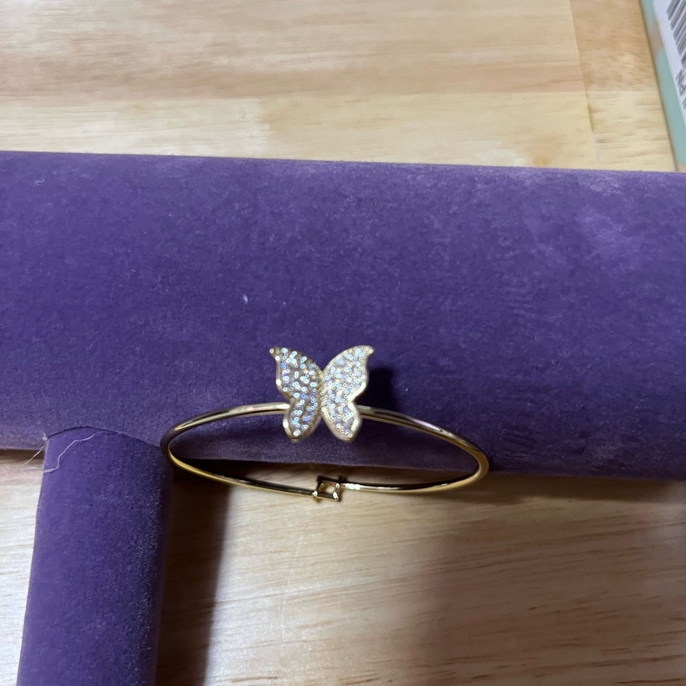 Yellow gold plated baby bangle or little girl butterfly bangle